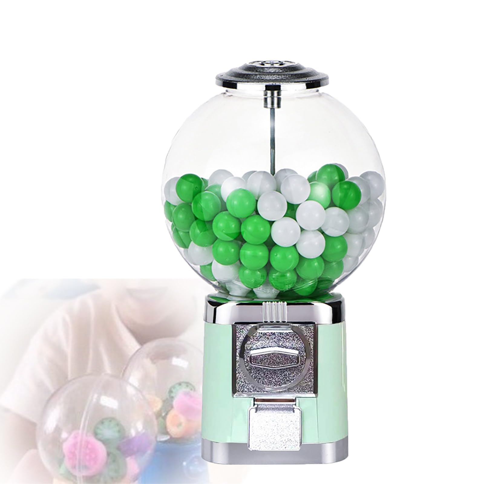 Distributore Di Caramelle Per Palline Da 1,26 Pollici Con Chiavi,Corpo Della Lattina Trasparente,Palline E Monete Non Incluse,Per Compleanni,Feste Per Bambini,Negozi Di Giochi,Casa,Macrongreen