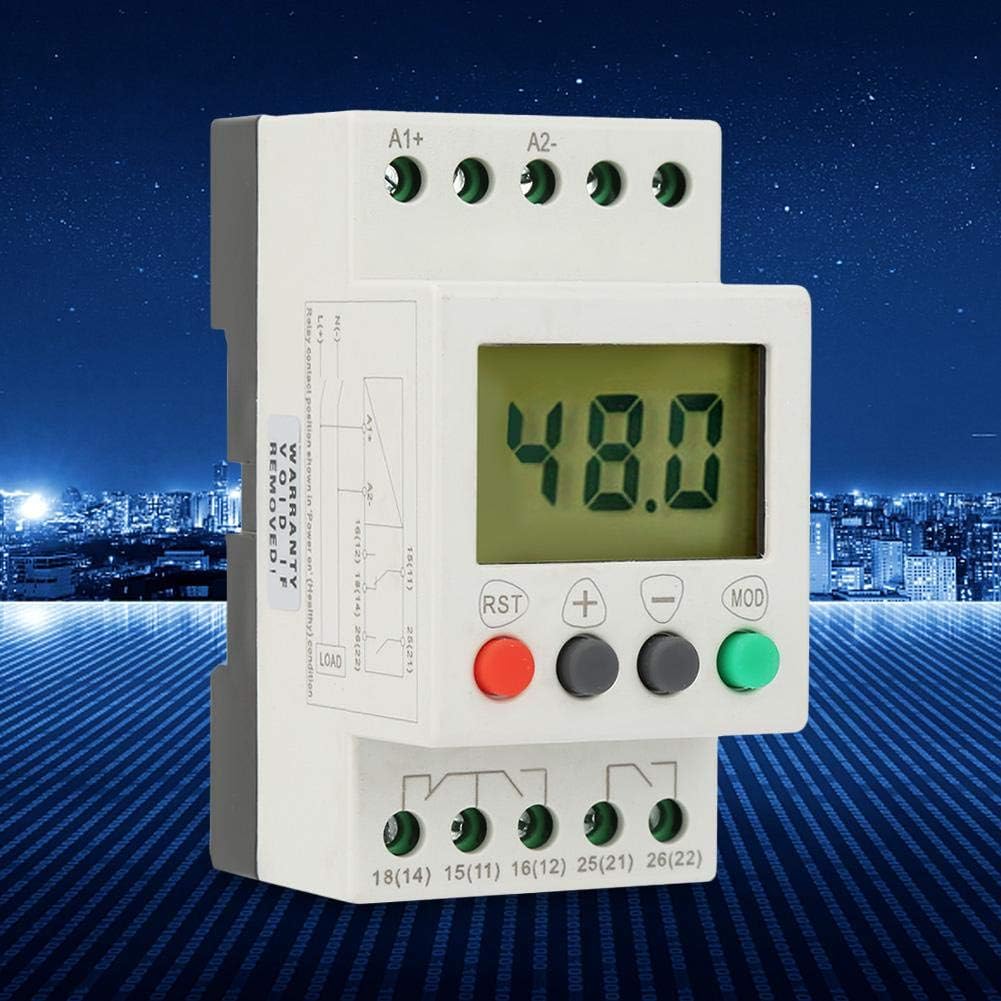 Walfront Single Phase Overvoltage and Undervoltage Protector SVR1000 Relay 35mm Rail for Electric Motor(AD48)