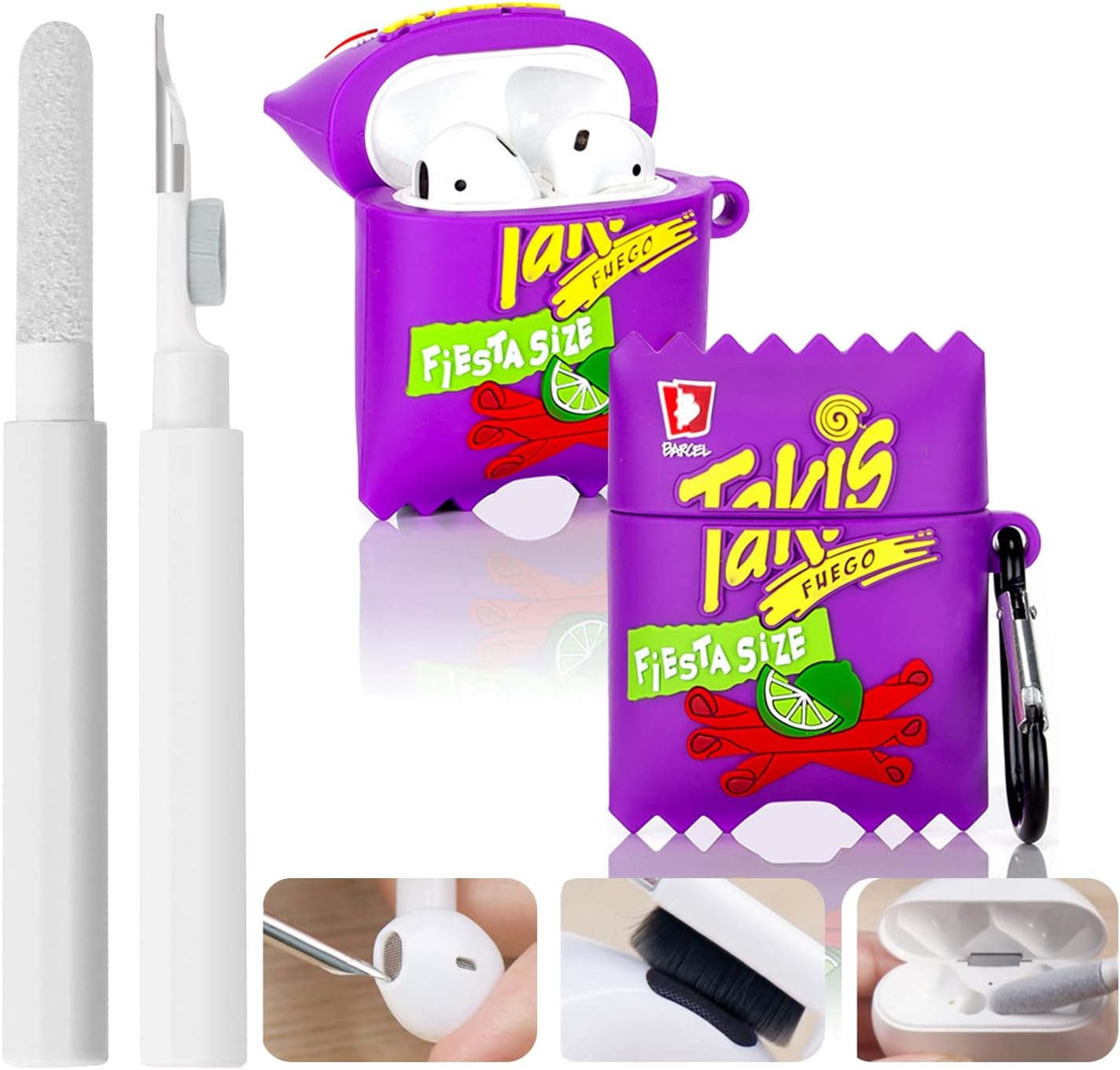 Cleaning Pen with Cute Airpods 1/2 Case and Keychain, Suublg Silicone Airpods Protective Cover with Cleaning Kit for Wireless Charging Case and Earbuds (French Fries 1) Cleaning Pen with Cute Airpods 1/2 Case and Keychain, Suublg Silicone Airpods Protective Cover with Cleaning Kit for Wireless Charging Case and Earbuds (French Fries 1)