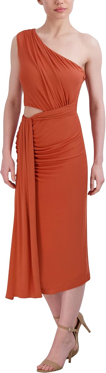 BCBGMAXAZRIA Womens One Shoulder Neck Jersey Cutout Dress