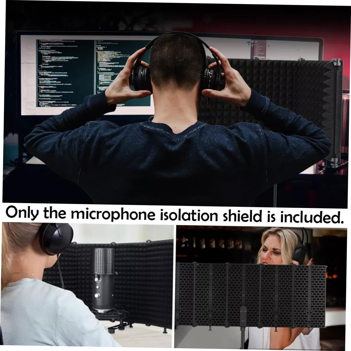 Hemobllo Protector de Aislamiento para Micrófono Plegable Cubierta Insonorizante para Estudio de Grabación Compatible Mesa o Soporte Incluye Tornillo