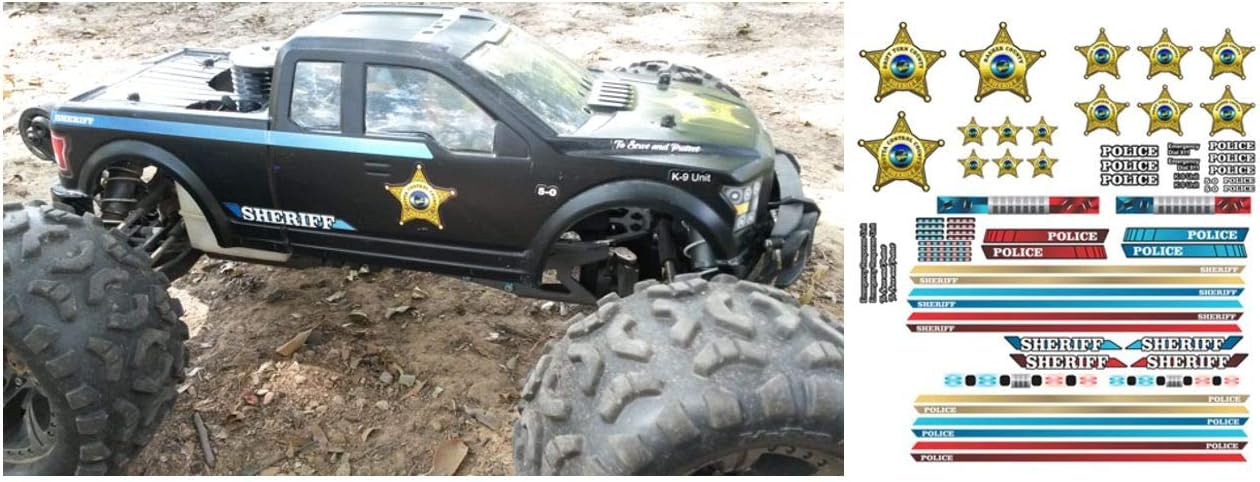 RC Car Truck Decals Stickers - Sheriff - Choose from 2 Set Styles 1/10 1/8 Scale (Modern Style Set)