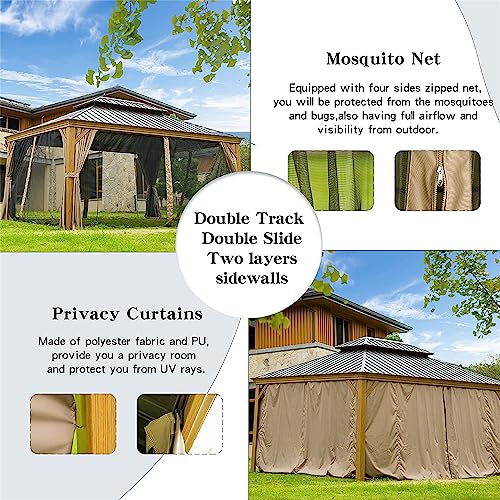 TREATLIFE HOME 12'x14' Relaxing Hardtop Gazebo for Outdoor Gatherings, Sturdy Aluminum Frame with Ventilated Double Roof, Yellow Brown - Image 6