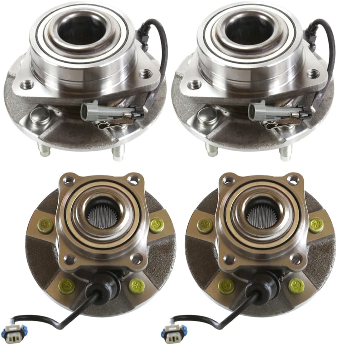 AutoShack Front & Rear Wheel Hub Bearing Assemblies with ABS Replacement for 2002-2007 Saturn Vue 2005-2006 Chevrolet Equinox 2006 Pontiac Torrent 4-PC Set