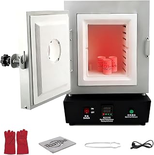 Tabletop Electric Muffle Furnace 1150°C, Digital Lab Kiln for Ceramic Sintering, Glass Annealing, Heat Treatment & Metal Melting, 20x15x15cm Inner Chamber for Jewelry Making