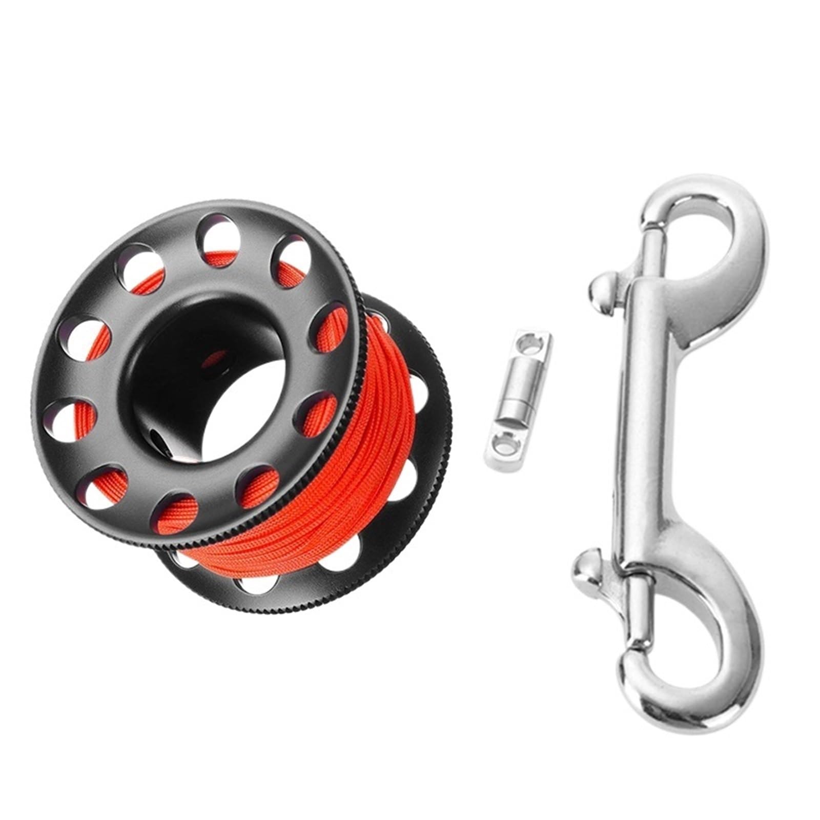 Dive Finger Reel, Aluminum Spool 15/30m Multicolor Steel Snap Hook for Cave Wreck Drift(Black 15m Line)