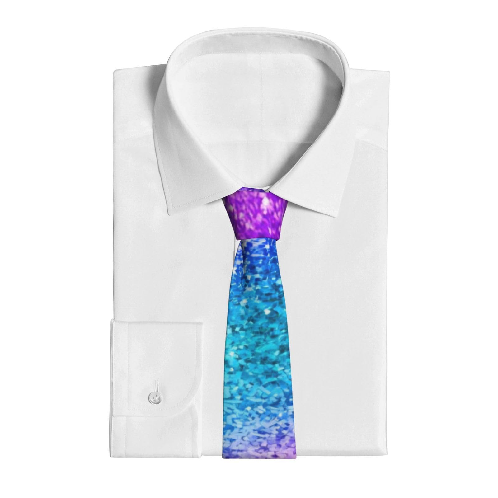 Cravatte lunghe da uomo con paillettes glitterate, 145 x 7,9 cm, cravatte resistenti per matrimoni, feste, regali, affari, compleanni quotidiani, Nero , Taglia unica
