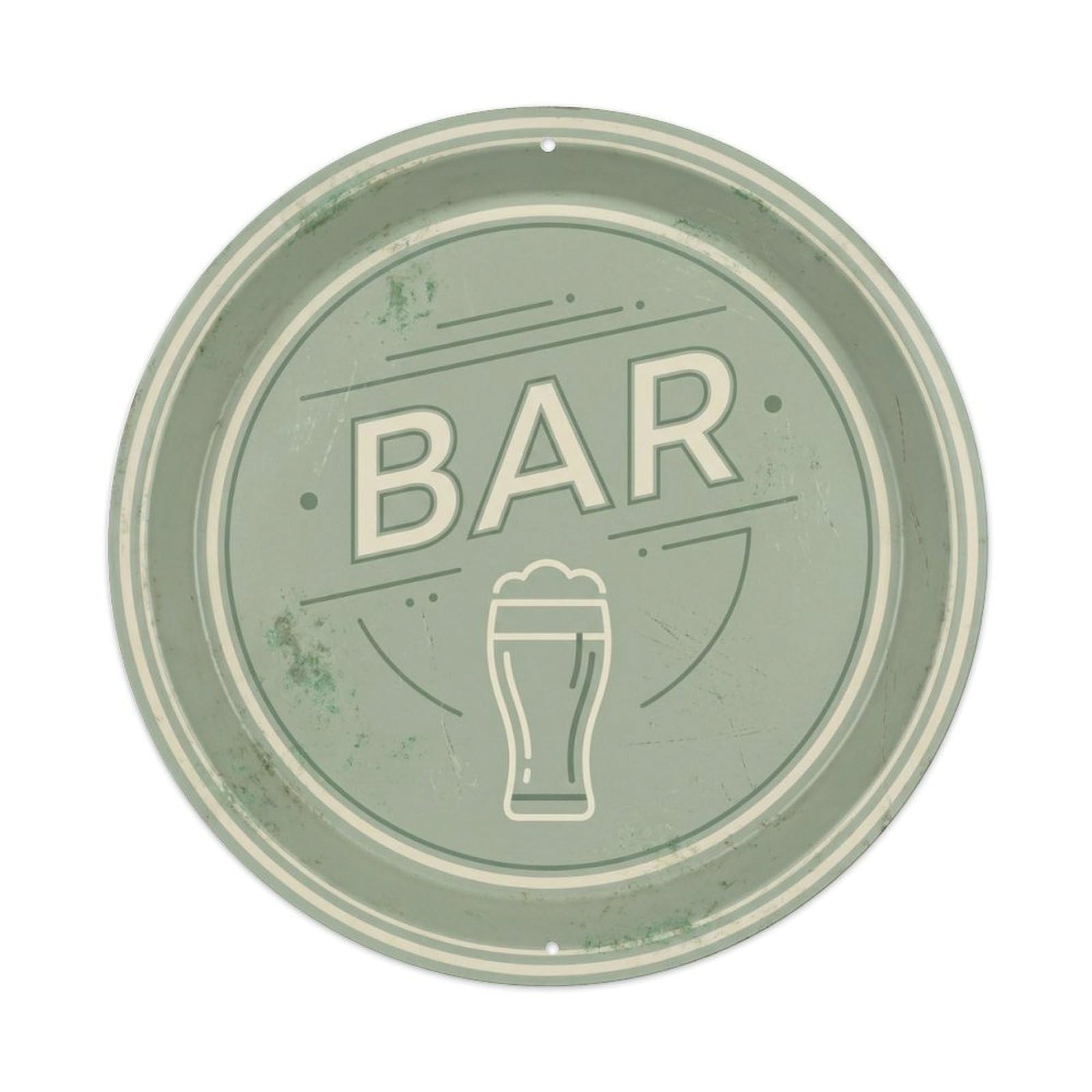 BAR Minimalist Pub Shield Metal Tin Sign Plaque Wall Decor for Cafe, Club Bar, Office, Home Garden Round Metal Poster 8x8Inch