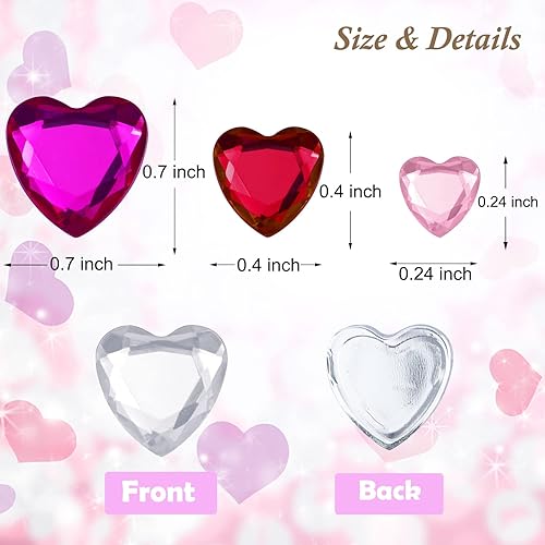 Miniatura 9 de 436 calcomanías de diamantes de imitación de corazón, calcomanías acrílicas de corazón con parte trasera plana, calcomanías de cristal de corazón