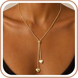 Lariat Gold Silver Necklace for Women Long Chunky Y Drop Necklaces