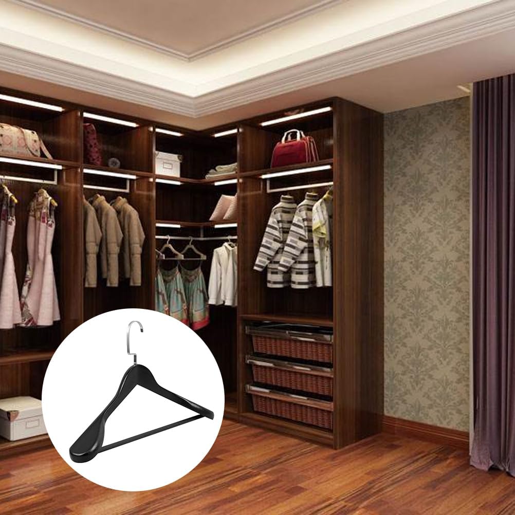 Hemoton Solid Wood Coat Hanger Thick Wide Shoulder Non-Slip Drying Rack for Clothes Storage Home Bedroom Closet Organizer 17.71X6.29X2.16 Inches