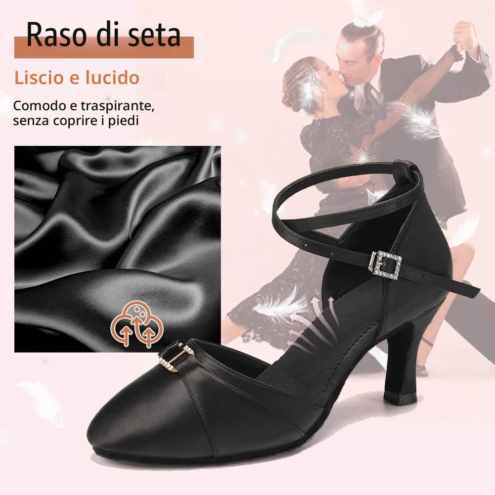 Scarpe da Ballo da Sala Donna Punta Chiusa Salsa Moderna Tango Valzer Danza Scarpe