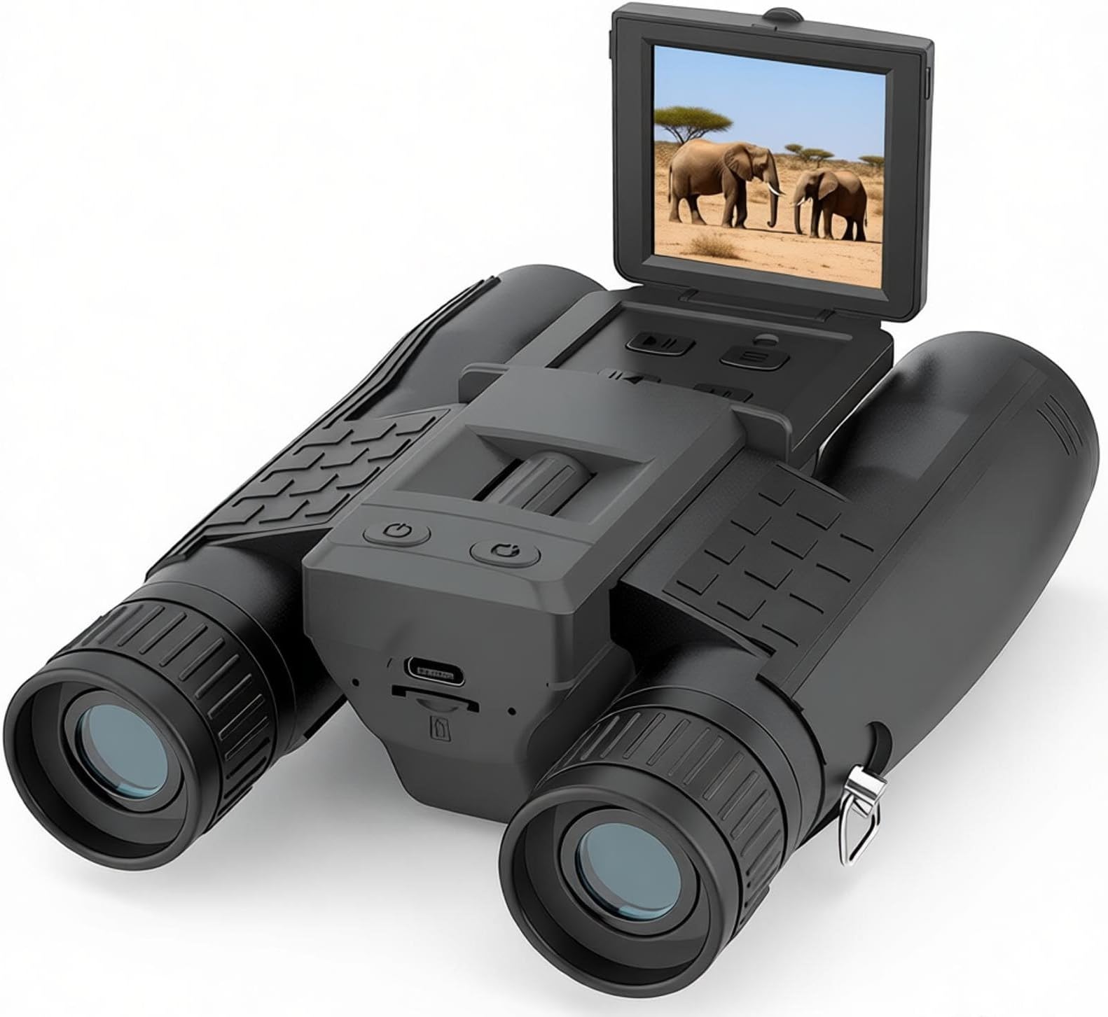 ZZSTAR 12x32 Binoculars with Camera, Large View Binoculars for Adults High Powered, FMC & BAK4 Prism Lens, 2" LCD Display 5MP 1080P Video Photo Recorder, for Bird Watching Hunting Black