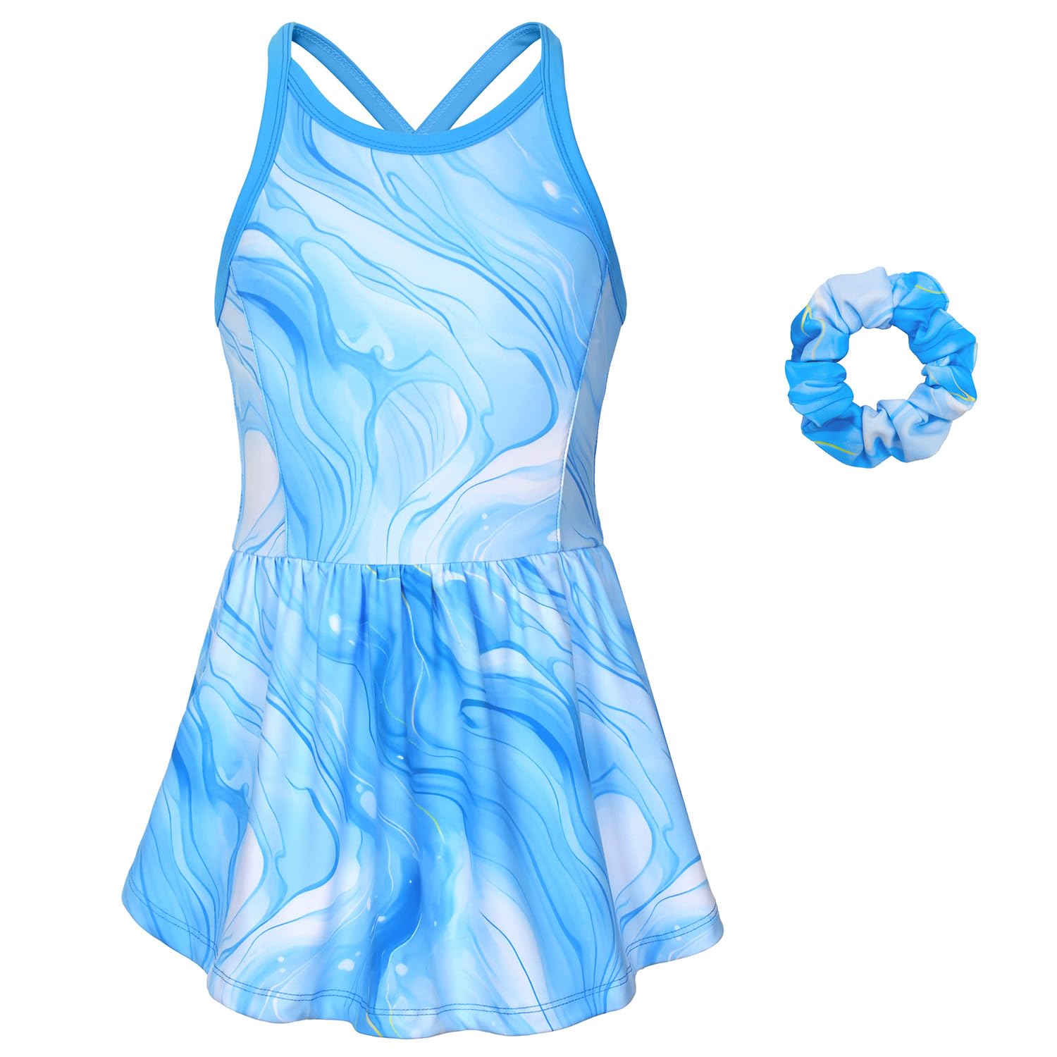 MODAFANS Tennis- und Golfkleid für Mädchen, ärmellos, athletisch, plissiert, mit integrierten Shorts und Taschen