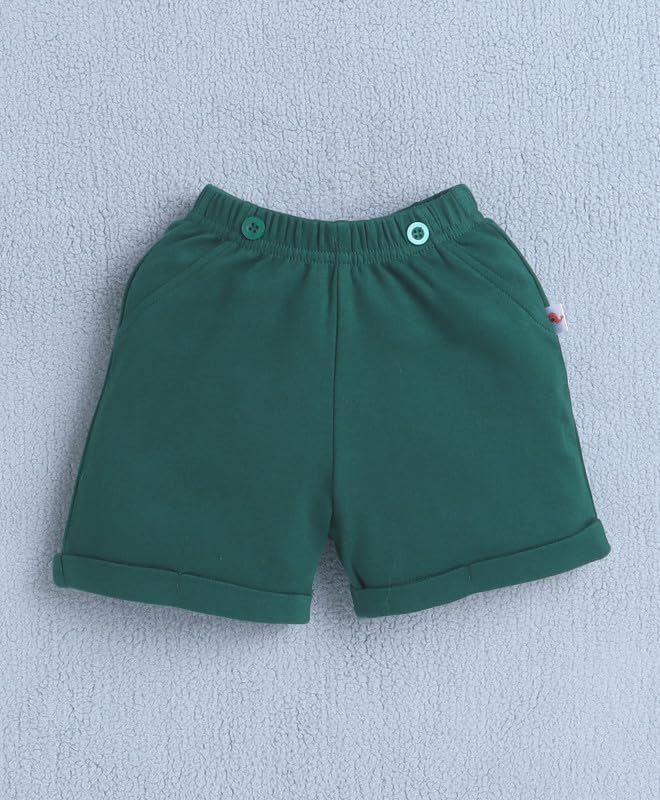 Image of BUMZEE Baby Boys Regular Fit Half Sleeves Collar Neck Cotton Bodysuit & Short Set With Bow Suspender & Cap