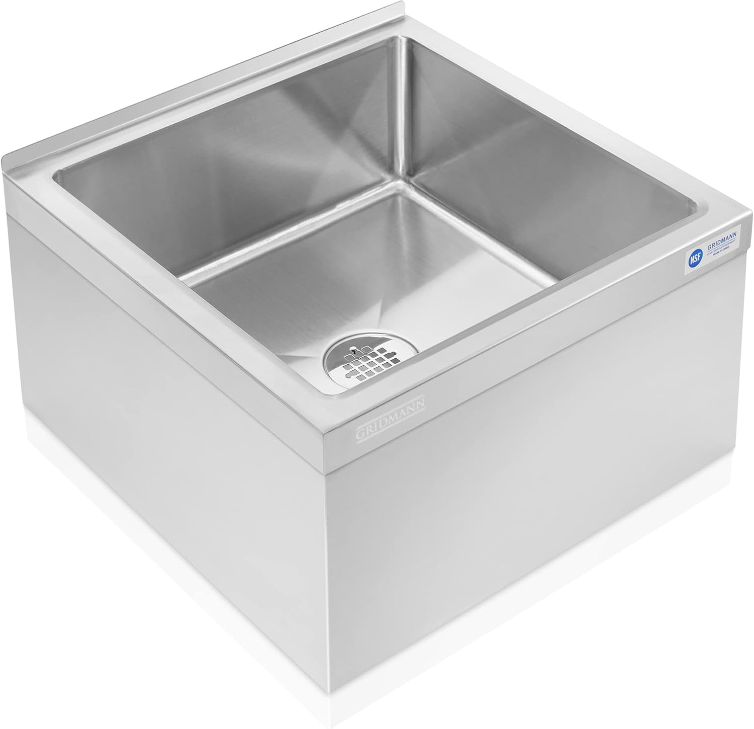 GRIDMANN Stainless Steel Floor Mop Sink - 24" x 24" x 13", NSF Certified