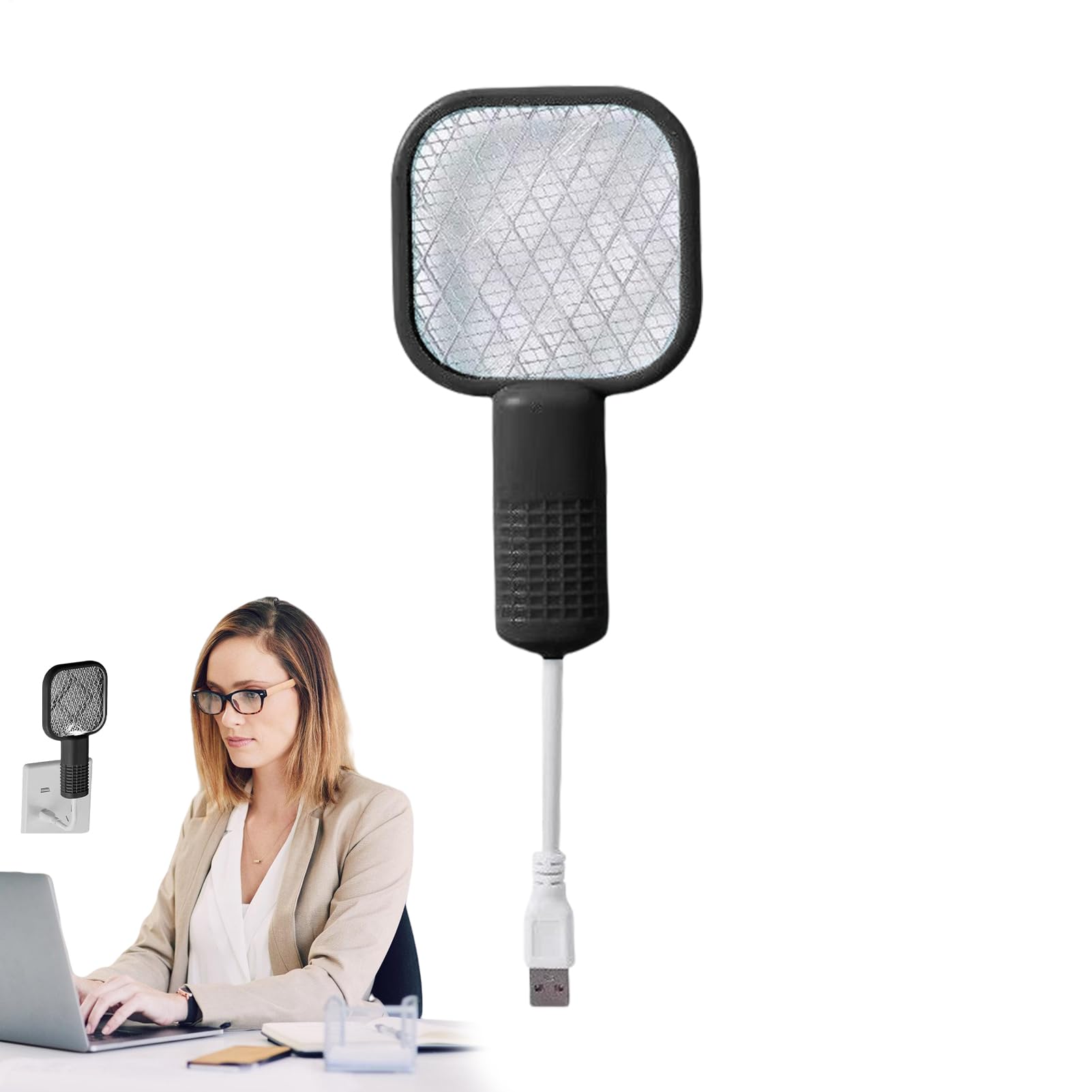 Fly Racket Electric - Fly Zapper Racket,Safe Trap with Attractant LED Light, 5-Layer Mesh Lamp for Indoor Outdoor Home Workplace