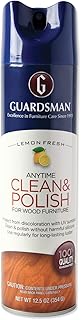 Guardsman Anytime Clean & Polish Wood Cleaner & Furniture Polish for Cabinets, Tables, and Other Wood Surfaces, Aerosol Spray, Lemon Fresh, 12.5 Ounces