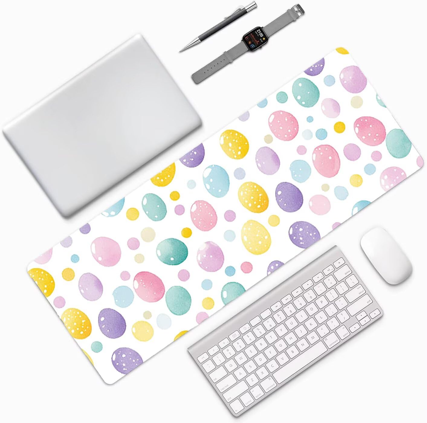 Lpfieonn Einfach Großes Schreibtischunterlage, XXL Schreibtischunterlagen, Weiß XXL Wasserdicht Gaming Mousepad mit Vernähter Rand und Rutschfeste Gummibasis, für Laptop/Hause/Büro 120x60cm PF-2671