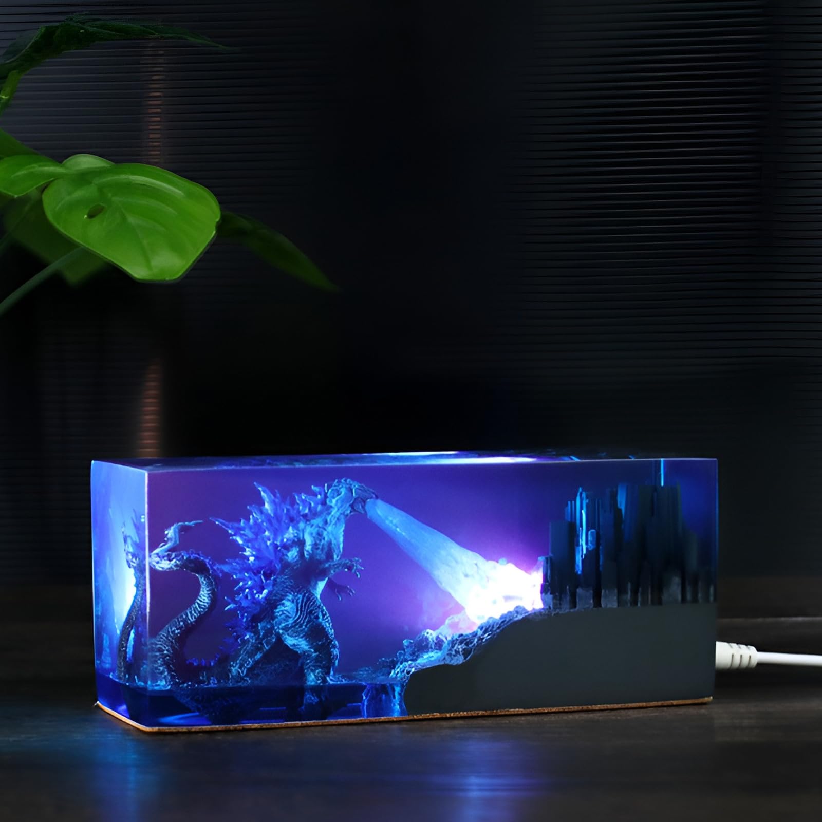 Syfunlv Epoxidharz Godzilla Nachtlicht,Godzilla Würfel Dekoration,USB Schlaf Lichter,Monster Nachttischlampe,Einstellbare Beleuchtung,7,5cm,für Raum Innenbereich Zuhause Schlafzimmer (Stil 1)