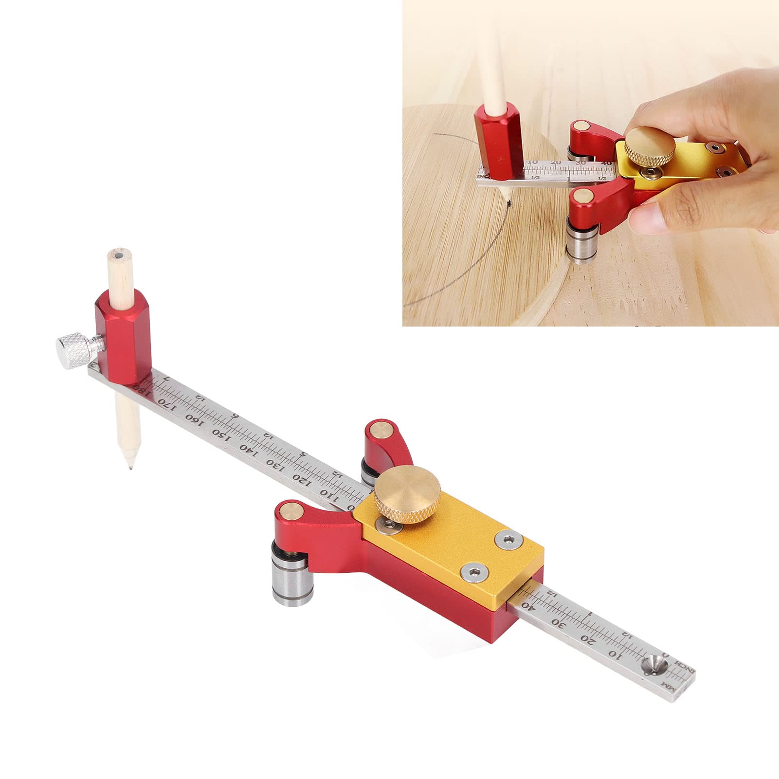 Wheel Marking Sliding Wooden Writing Tool DIY Parallel Linear Arc Drawing Height Measurement