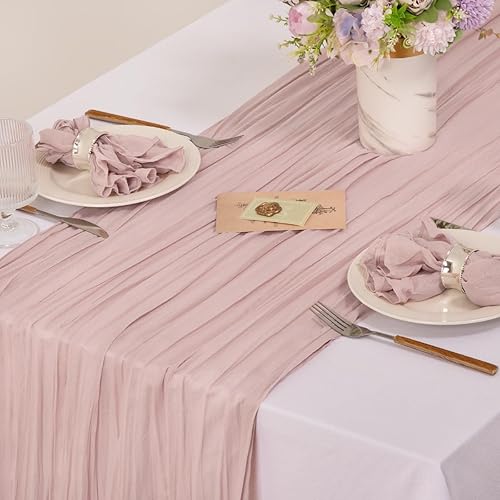 Miniatura 6 de MLMC Paquete de 24 servilletas de gasa color rosa, estilo bohemio, rústicas, de gasa, color rosa claro, lavables, de 21 x 21 pulgadas, para boda,