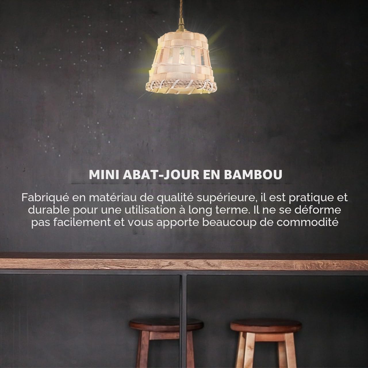 DOITOOL Abat-Jour Bambou Tissé À La Main Petit Couvercle Lumineux Intérieur 3.15 Pouces Décoration Naturelle Pour Lampe De Chevet Salon Et Bureau