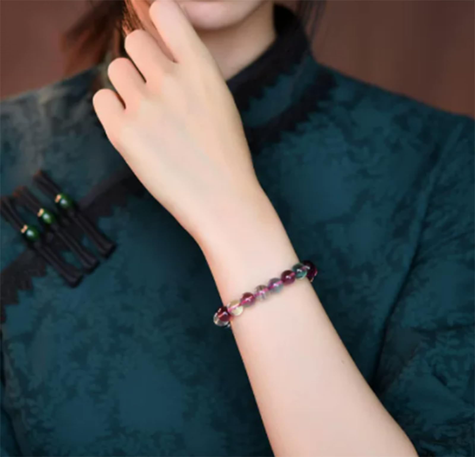 Pulsera de fluorita Natural Multicolor de Grado 5A para Mujer, con Cuentas de Cristal, Pulsera elástica con Gemas, Piedras Naturales, Joyas, Regalos,8mm