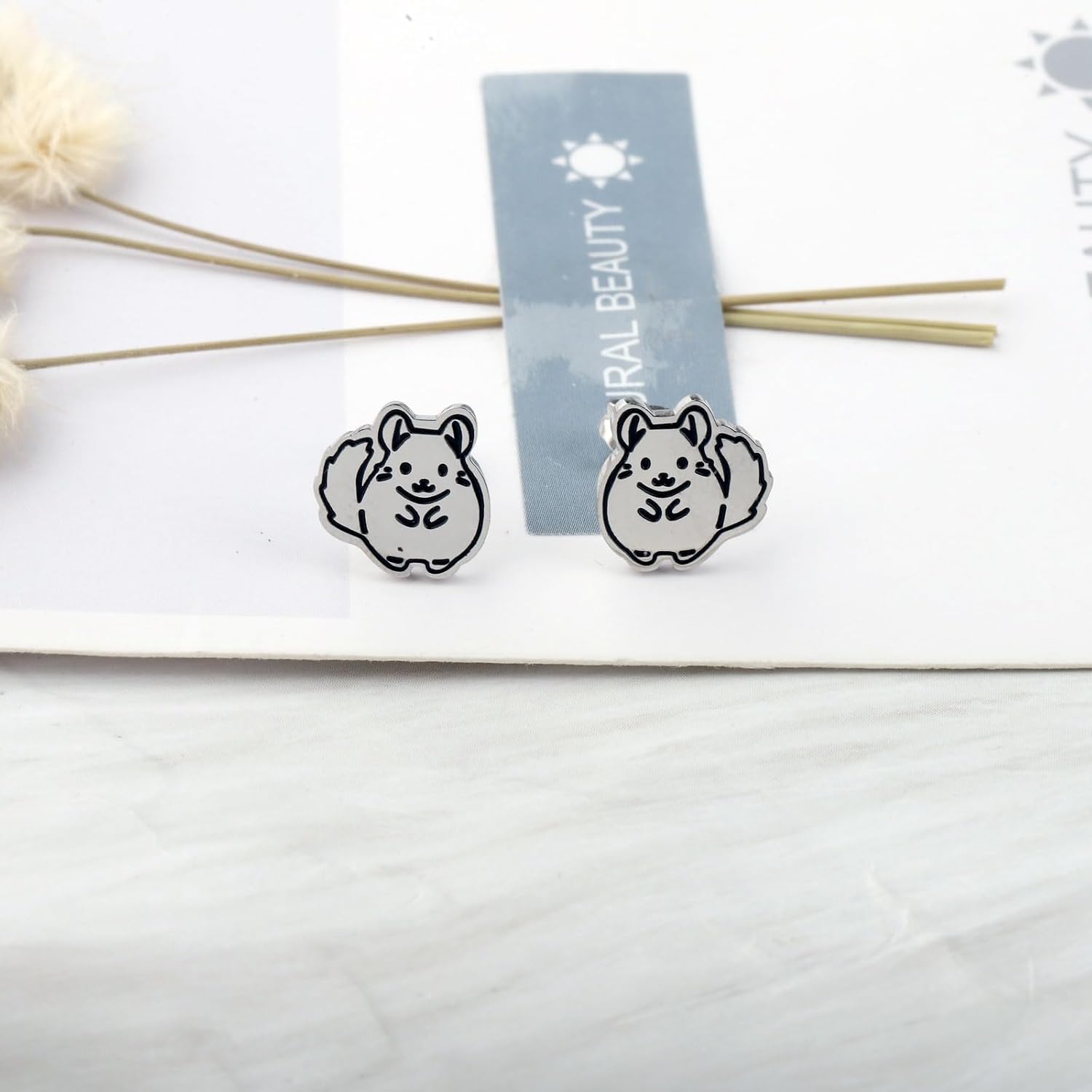 OKEYCH Chinchilla Lover Gift Chinchilla Stud Earrings Chinchilla Mom Jewelry Chinchilla Owner Gift Who Loves Chinchillas Gift image 3