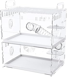 MORSEN ハムスターケージ ハムスターハウス 2階建て 組立式 アクリル製 36CM*25CM*40CM 飼育ケージ 大型透明ケージ 小動物専用ケージ ペットグッズ トレーデザイン お掃除しやすい 通気性抜群 通風よく 幅広い 持ち運びやすい 二代目(ケージ単体)