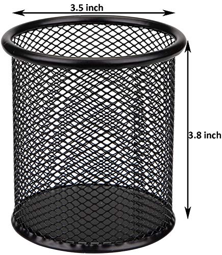 Nicunom 12 Pack Metal Pen Holder Mesh Pencil Holder Desk Organizer Mesh Round Pen Cup Pencil Cup For Desk Office Pen Organizer, Black #TOP1