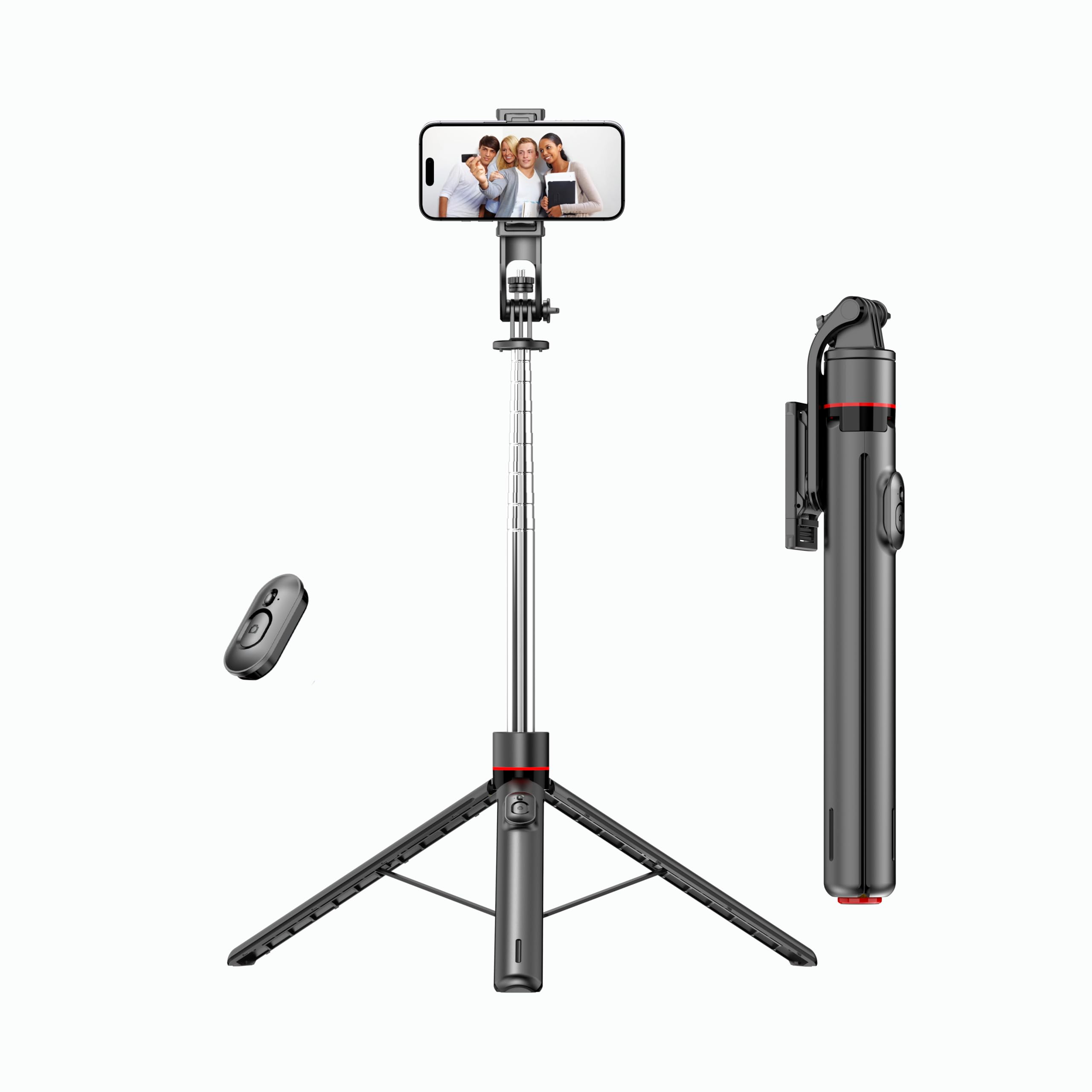 FORGERAY TT02 70 Inch Tall Auto Pop-Open Phone Tripod - Magnetic Bluetooth 5 2 Remote Nail-Friendly Overhead Recording