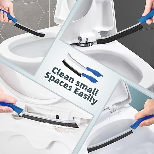 Miniatura 2 de Cepillo de inodoro, 4 piezas, cepillo de limpieza de baño, cepillo de inodoro profundo con orificio para colgar, cepillo de limpieza multifuncional