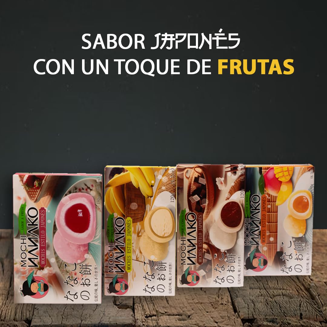 JAPON MARKET Pack 4 Mochis Japoneses: 2 de Mango y 2 de Chocolate - Dulce Asiático, Postre Exótico - 600g - Caja de Chuches Japonesas