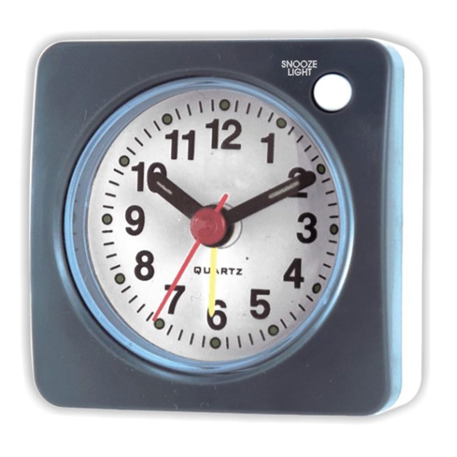 Aestustheri Grey Silent Travel Alarm Clock - Non-Ticking, Quiet Mini Analog Clock With Snooze & Nightlight Function - Large Display For Heavy Sleepers - Ideal For Bedside & Travel