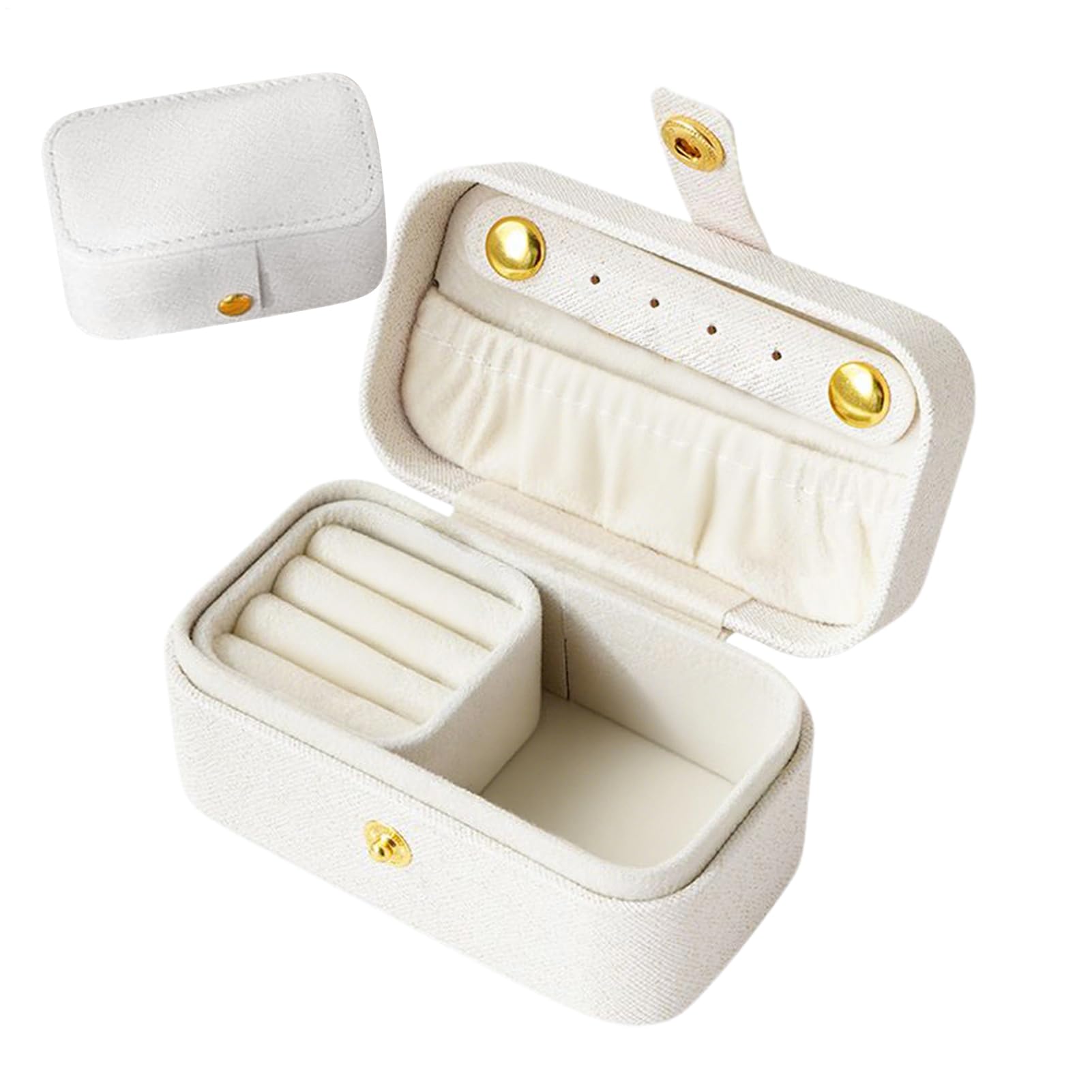Travel Jewelry Case - Mini boîte à bijoux de voyage - En cuir synthétique étanche - Boîte de rangement pour femme - Pour boucles d'oreilles, bagues, bracelets, rouge à lèvres - Dorm Gym Salle