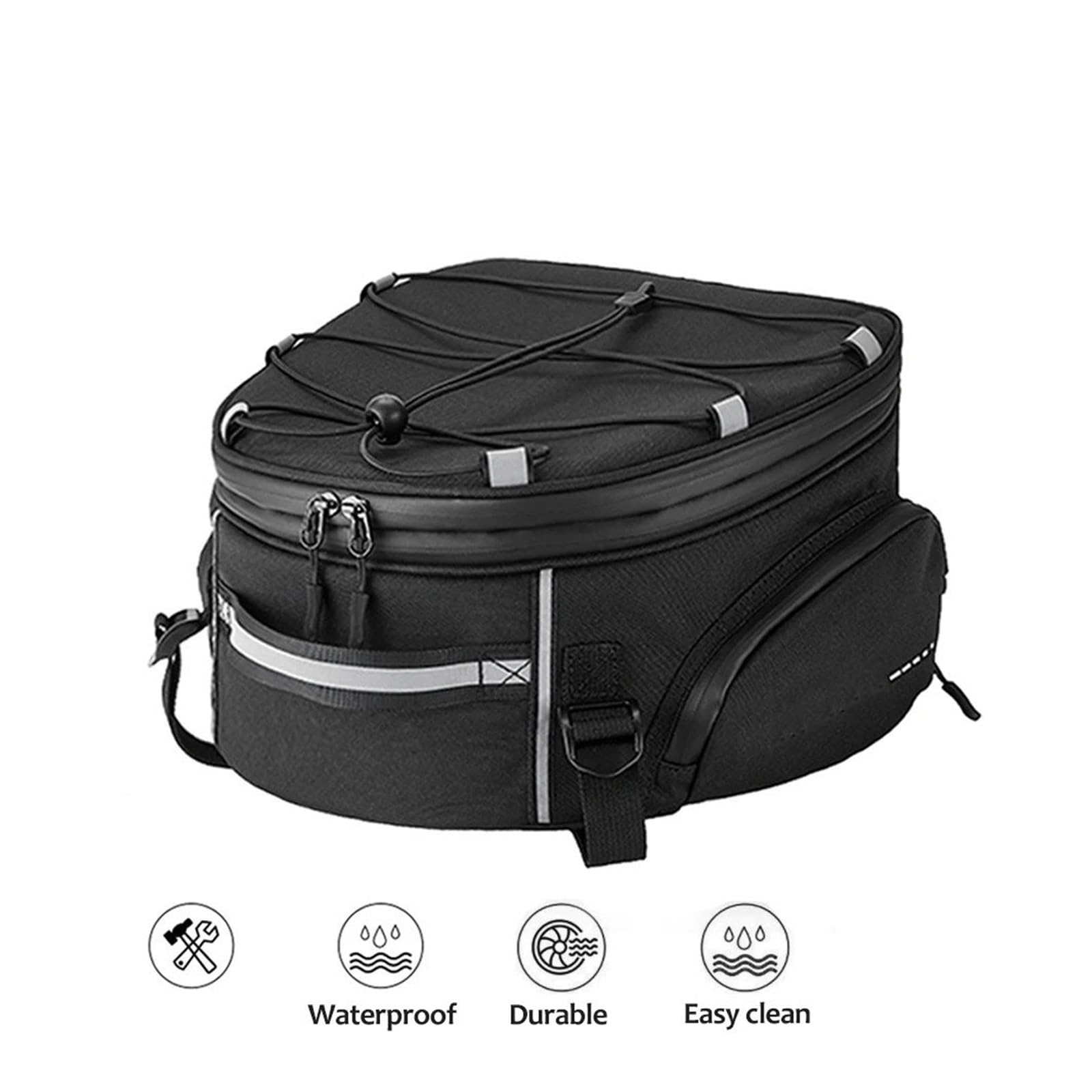 Bolsa De Moto Bolsa Trasero para Motocicleta, Asiento De Doble Uso con Cubierta Impermeable para Lluvia Bolsas Extensibles Bolsa de Viaje para Moto(Black)