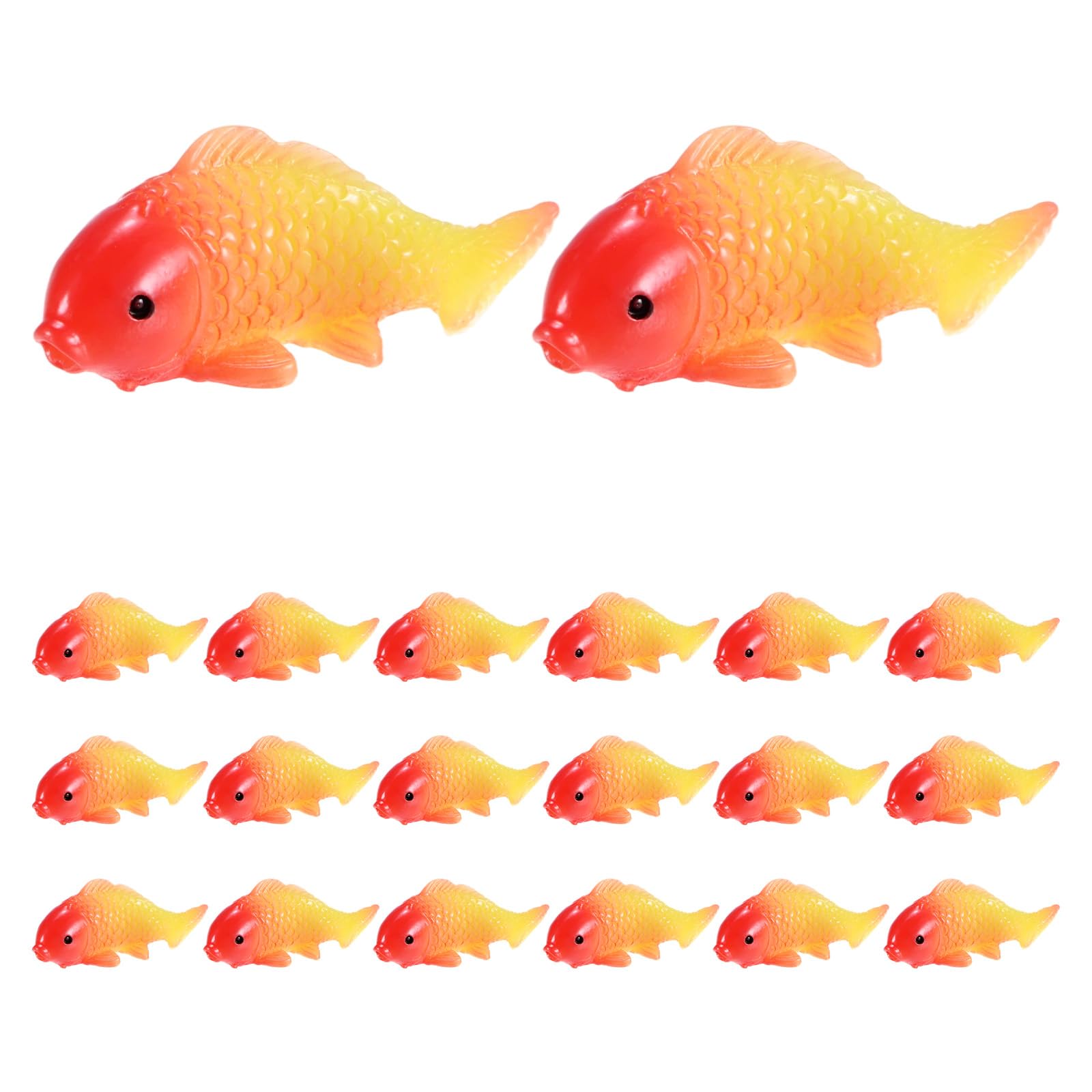M METERXITY 20-Pack Mini Fake Koi Goldfish Figurines, Resin Miniature Fake Goldfish Realistic Ornament Tiny Figurines Decor Bulk for Aquarium/Fairy Garden/Tank Decor [Large, Orange]