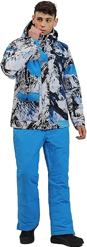 Miniatura 3 de Traje de esquí impermeable para hombre, traje de nieve de dos piezas, chaqueta y pantalones de snowboard para exteriores, resistente al viento,