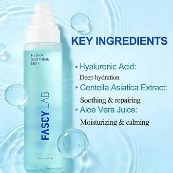 Hydra Soothing Mist Spray, Instantly Moisturizing Skin, Reducing Redness, Restoring Skin Condition with Irritation Relieving Ingredients for SensitiveSkin, Korean Skincare (Hydration)