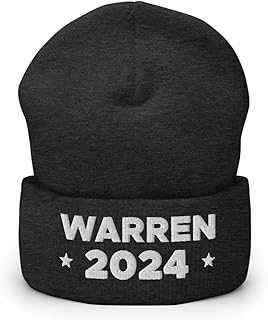 Elizabeth Warren 2024 Hat (Embroidered Cuffed Beanie) 2024 Presidential Election Candidate Dark Grey