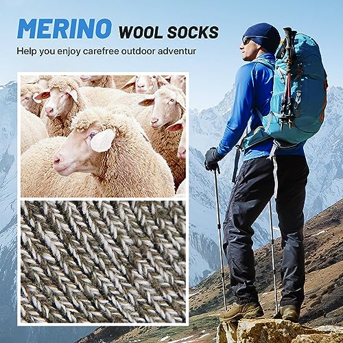 SIMIYA 5 Pairs Merino Wool Socks for Men, Super Thick Hiking Thermal Socks for Cold Weather2