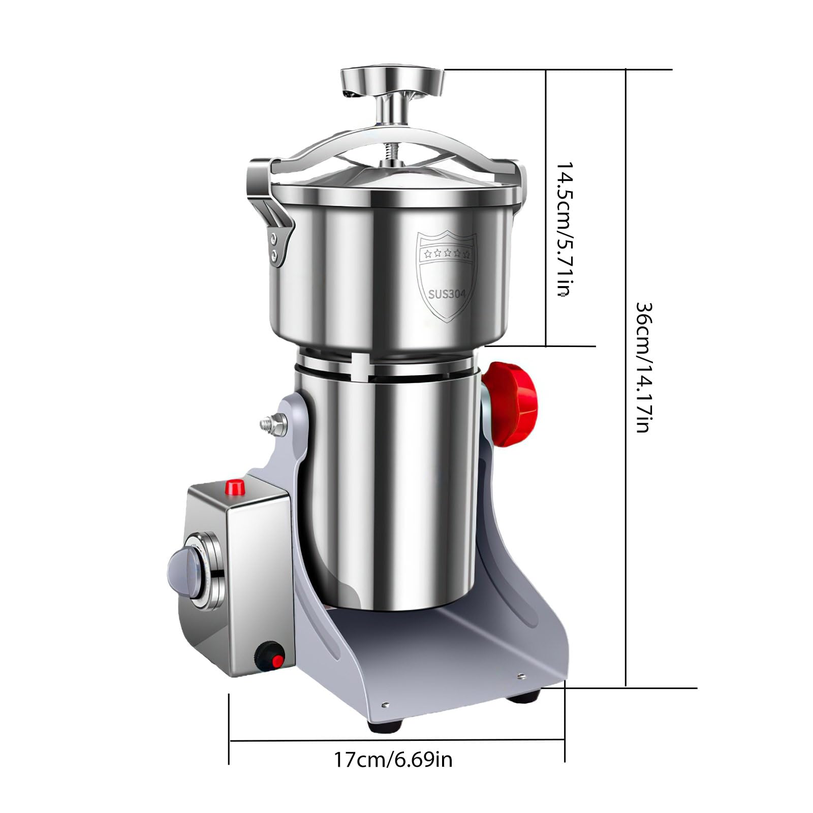 Moulin à Grains Électrique Haute Vitesse 3500W, Broyeur Multifonctionnel Puissant en Acier Inoxydable pour Épices, Céréales, Café et Herbes (800g)