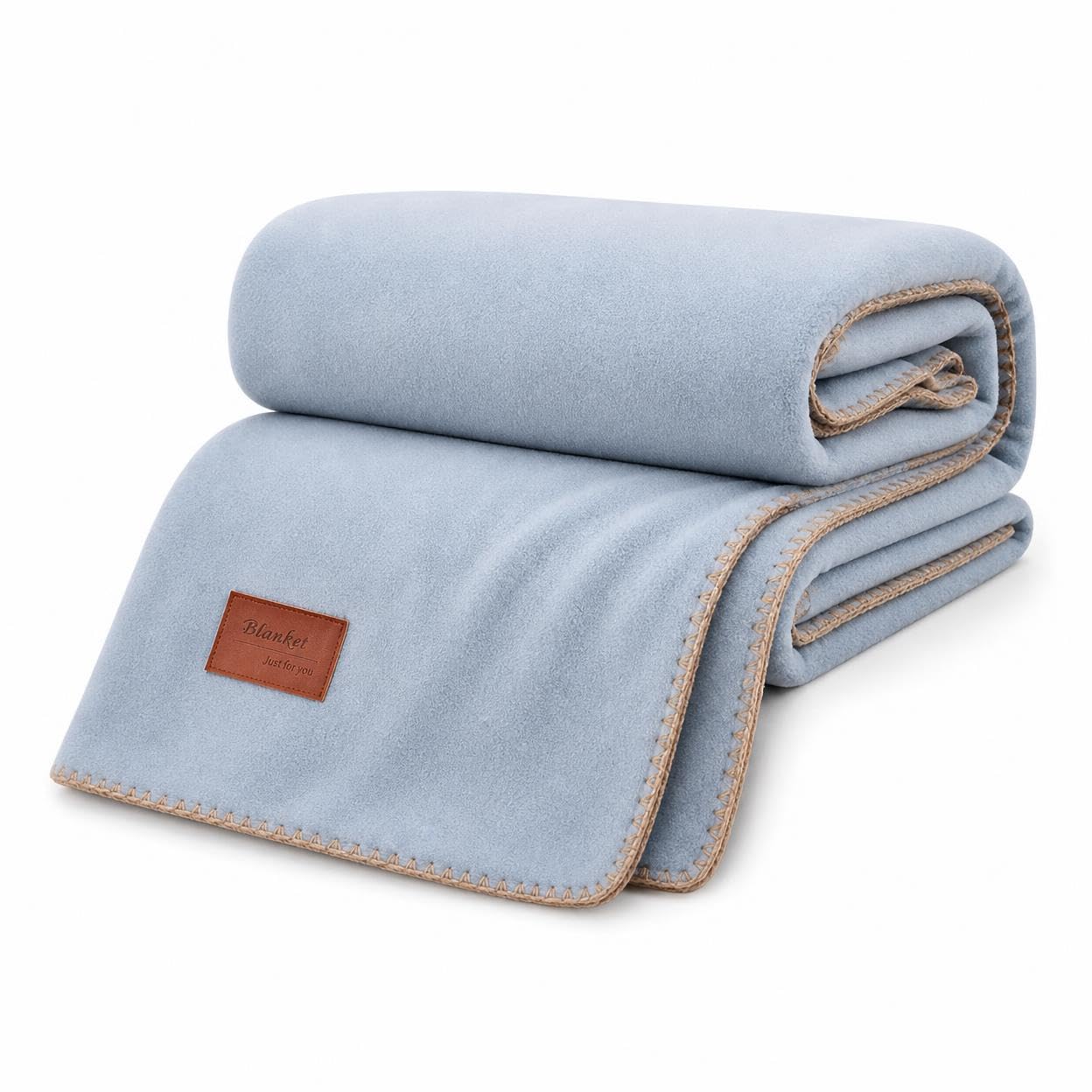 Plaid confortable lavable en machine double face bleu 200x230