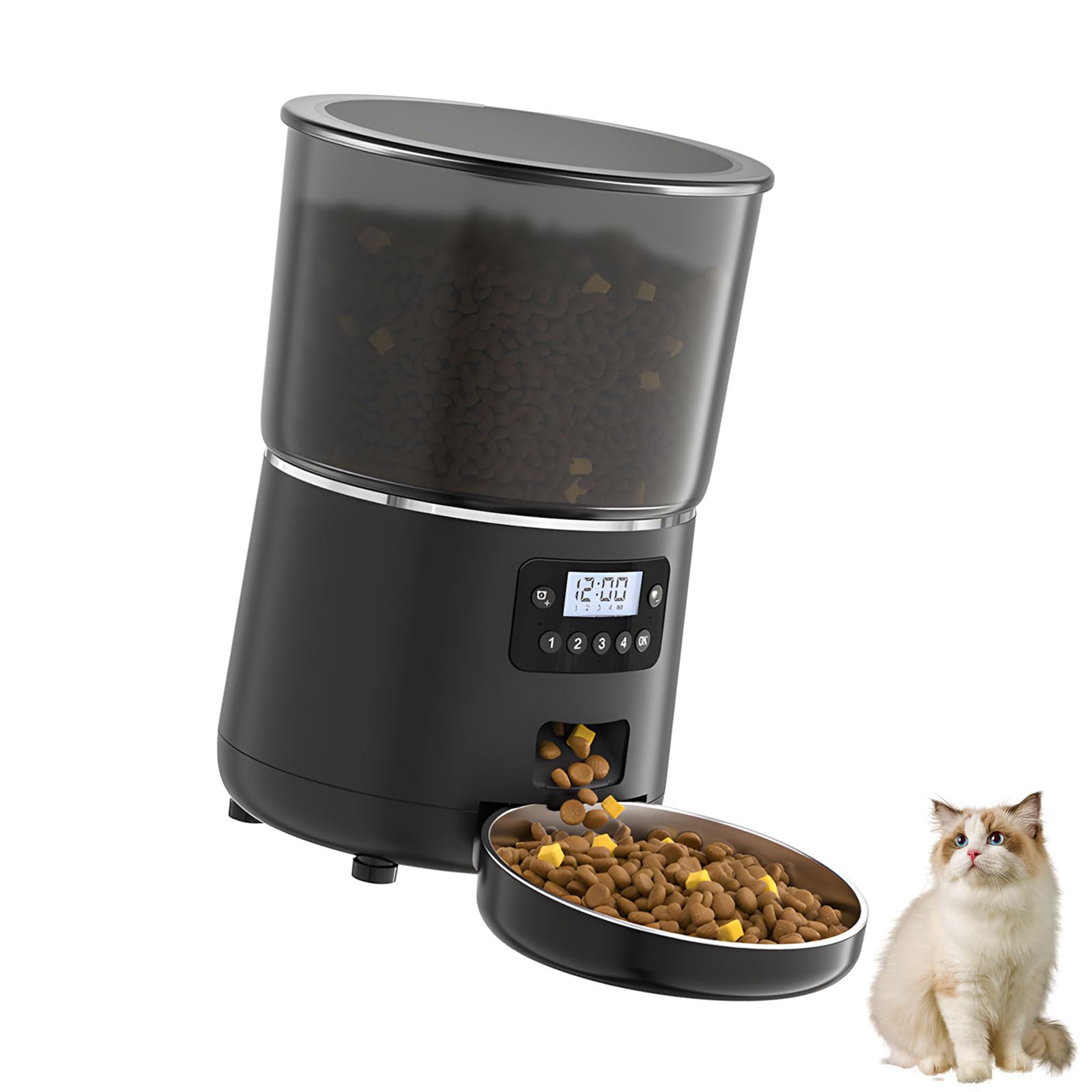 Distributore automatico di cibo sicuro in ABS versione con pulsante USB da 4 litri per l'alimentazione precisa del cane Grande stoccaggio ideale per l'uso in viaggio Strumento di alimentazione