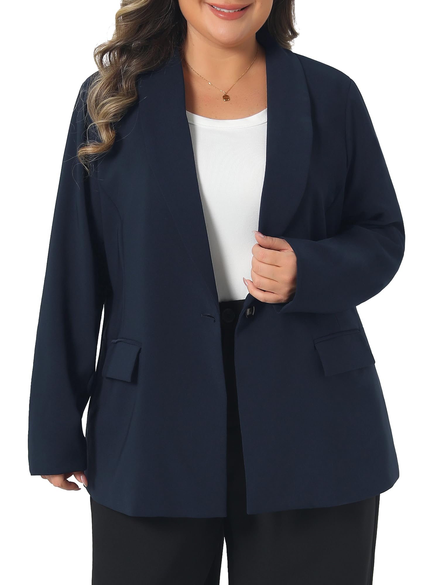Agnes Orinda Plus Size Blazers for Women Lapel Button Work Business Casual Outfits Dressy Suit Jacket Blazer
