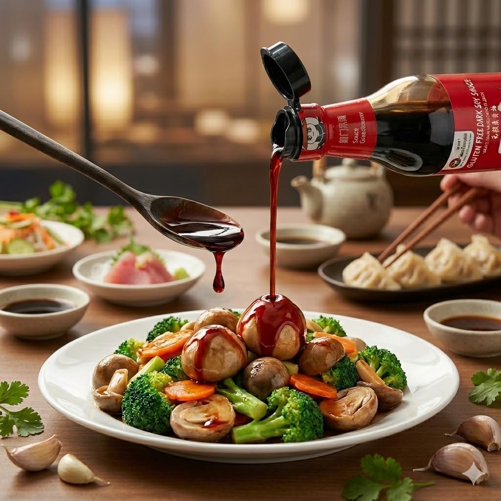 Sauce Grandmaster High Amino Nitrogen Light Soy + Savory Mushroom Dark Soy – Double Brewing Gluten-Free Soy Sauce Bundle – No MSG, No Preservatives, Perfect Condiment for Japanese Sushi, Sashimi, Vegan Stir-Fry & Marinade, Dipping Sauces for Fish, Dumpling