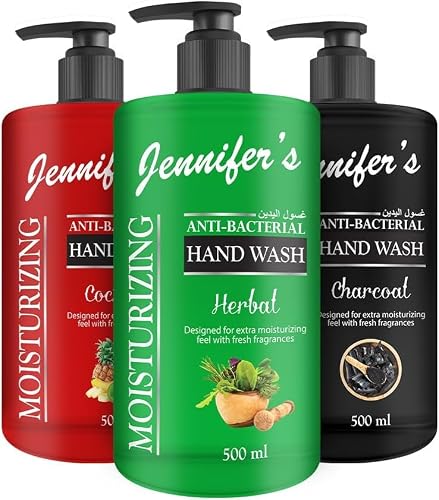 Jennifer's Assorted Anti-Bacterial Hand Wash 500ML (Pack of 3) - Extra Moisturizing, Cleanses & Protects,Kills 99.9% Germs, Hydrating Formula, Refreshing Scent 1.5 Liters