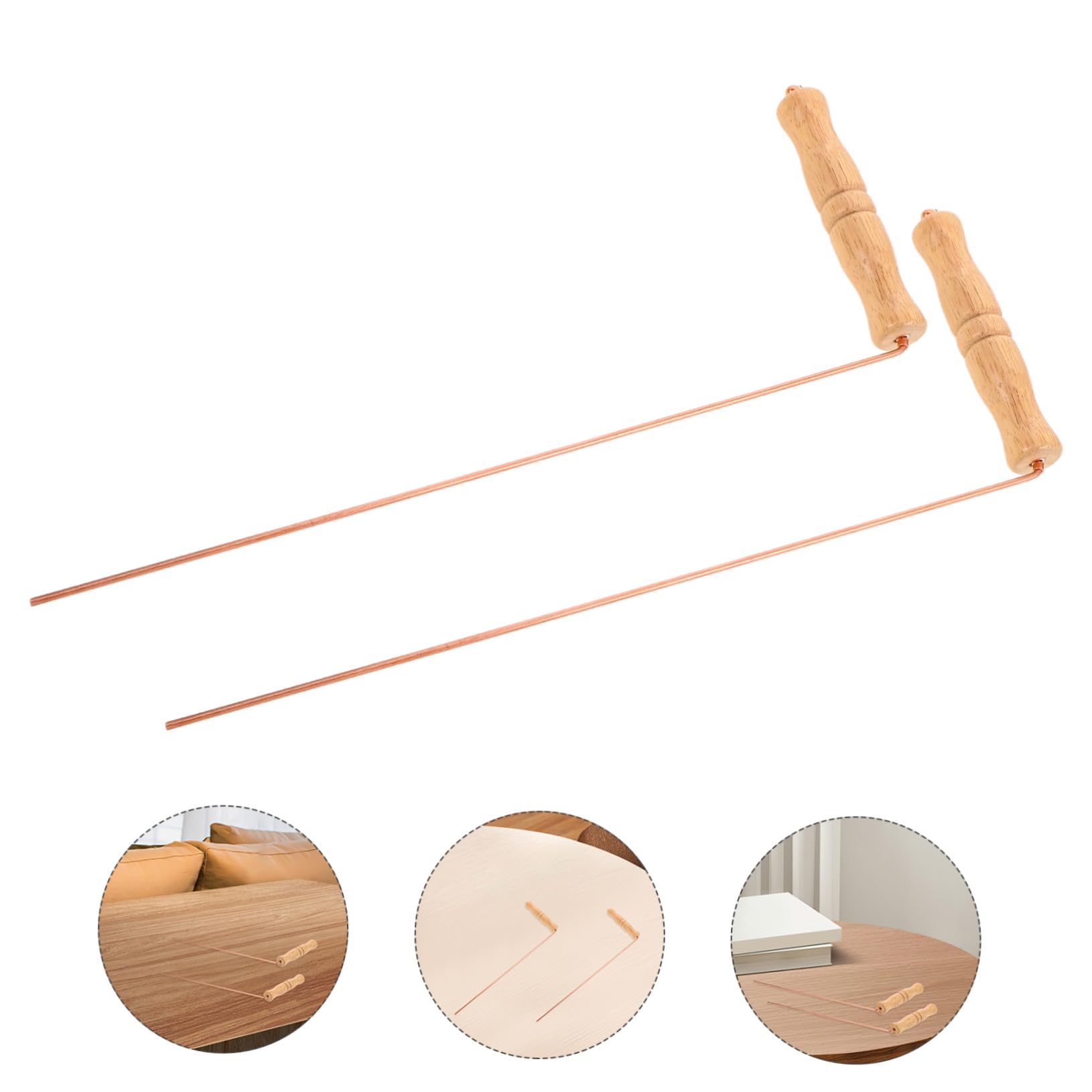 TOYANDONA 2 Pièces Baguettes de Sourcier en Cuivre Pur, Outils de Divination Portables et Fiables, Matériel en Bois et Laiton, pour Chasse Fantôme et Prospection d'or
