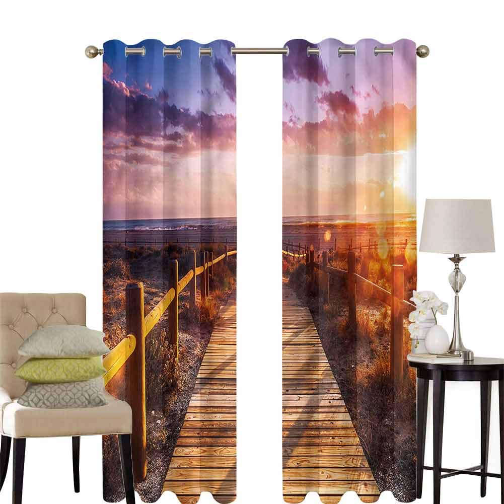 hengshu Landscape Room Darkening Curtains for Bedroom Sunset in Nature Park Pattern Curtains Long W100 x L63 Inch